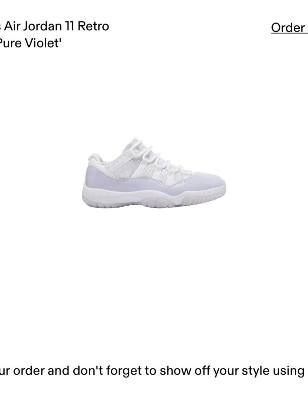 Nike Air Jordan 11 in White and Light Purple